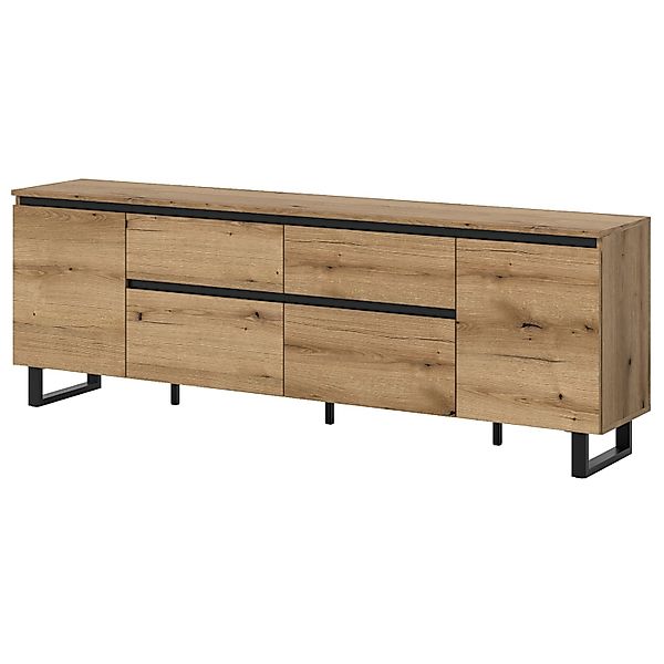 Inn.Furn TV-Lowboard in Eiche und Schwarz 188 cm Gelia günstig online kaufen