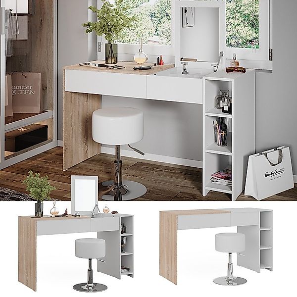 Vicco Schminktisch Kira, Weiß/Sonoma, 129.6 cm günstig online kaufen