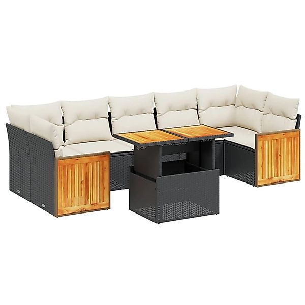 vidaXL 8-Tlg Garten-Sofagarnitur mit Kissen Schwarz Poly Rattan 3273870 günstig online kaufen