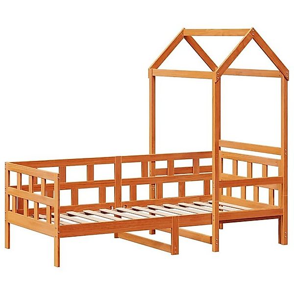 vidaXL Bett Tagesbett mit Dach Wachsbraun 90x190 cm Massivholz Kiefer günstig online kaufen