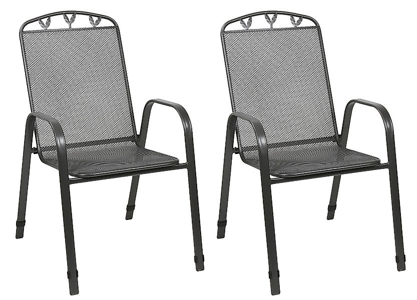 BURI Gartenstuhl Metall Stapelstühle 2er-Set Anthrazit günstig online kaufen