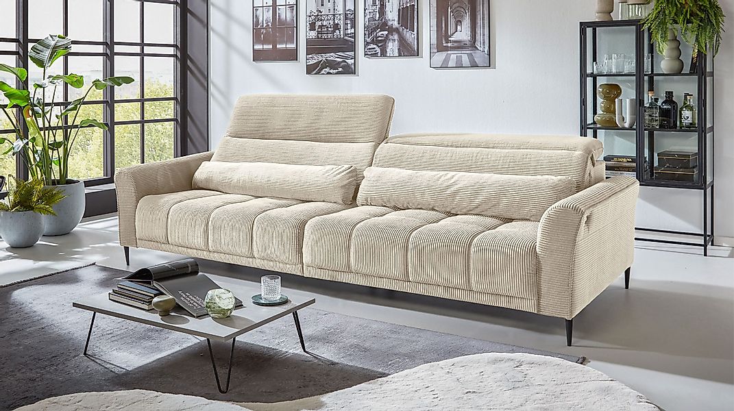 Massivart® Big-Sofa LOGAN Cord grün, beige, günstig online kaufen