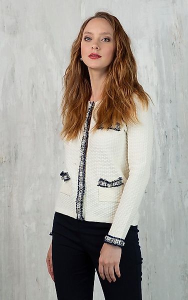 Passioni Cardigan Strickjacke mit verzierten Bordendetails günstig online kaufen