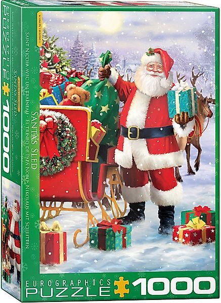 Puzzle 1000 Teile Puzzle - Puzzle - Weihnachtsmann mit Schlitten von Simon, günstig online kaufen