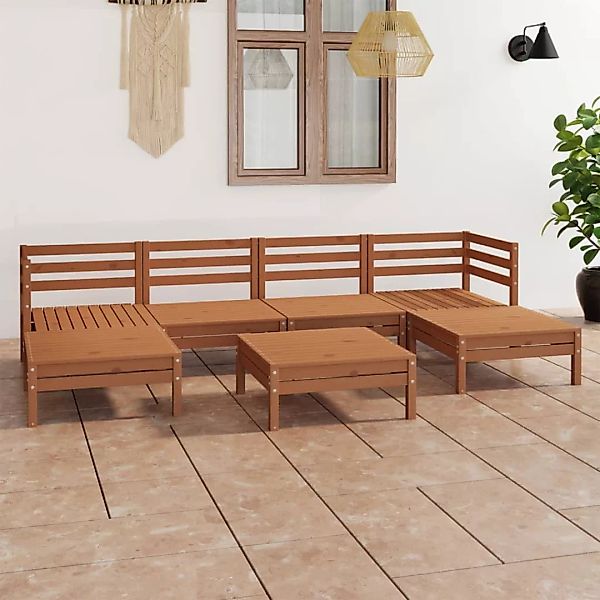 7-tlg. Garten-lounge-set Honigbraun Massivholz Kiefer günstig online kaufen