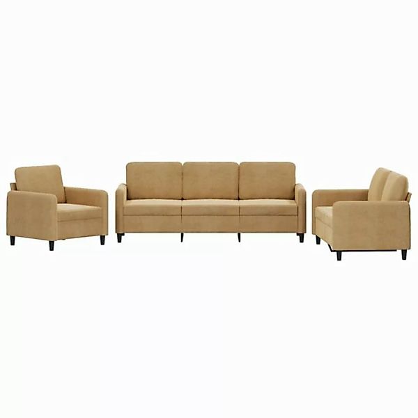 vidaXL Sofa, 3-tlg. Sofagarnitur Braun Samt günstig online kaufen