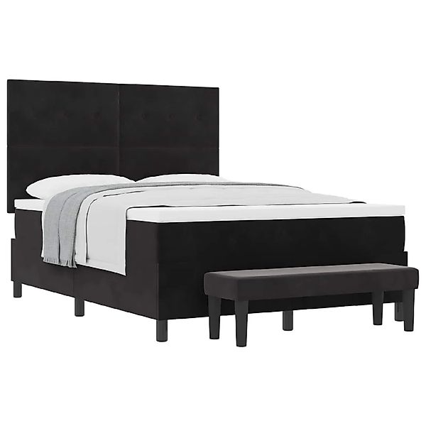 vidaXL Boxspringbett mit Matratze Schwarz 140 x 190 cm Samt 3344512 günstig online kaufen