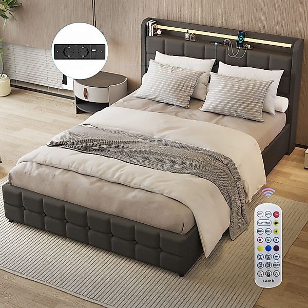 oyajia Polsterbett LED Doppelbett 140x200cm mit günstig online kaufen