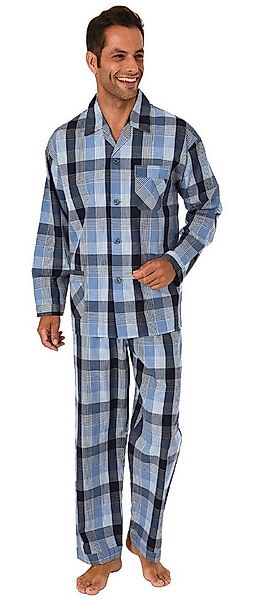 Normann Pyjama Herren Pyjama durchknöpfbar in edlem Gingham-Muster - 191 91 günstig online kaufen