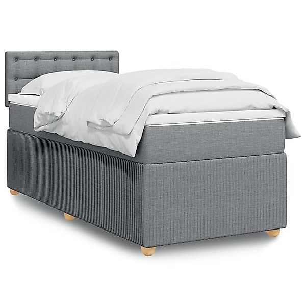 vidaXL Boxspringbett, Boxspringbett mit Matratze Hellgrau 90x200 cm Stoff günstig online kaufen