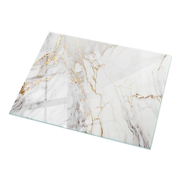 Tulup Tischplatte Edler Marmor mit Adern Couchtisch Platte 120x80 cm Weiß T günstig online kaufen