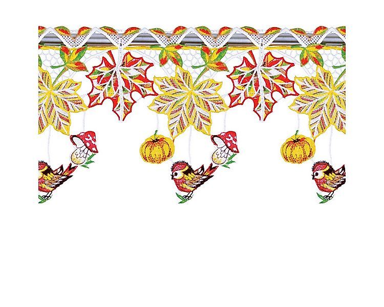 W. Reuter & Sohn - Plauener Spitze® Gardine Stangendeko "Herbstblätter", Or günstig online kaufen