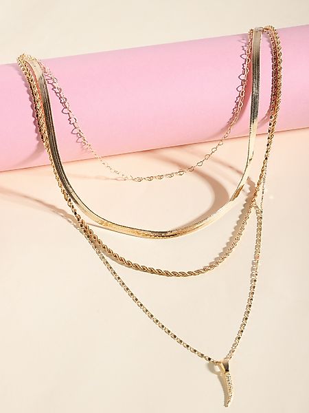 Gold Moon Anhänger Mehrschichtige Halskette günstig online kaufen