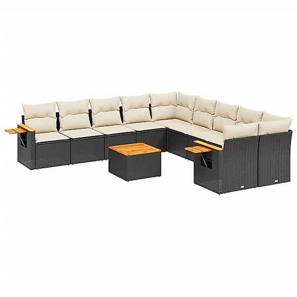 vidaXL 11-Tlg Garten-Sofagarnitur mit Kissen Schwarz Poly Rattan 3259599 günstig online kaufen