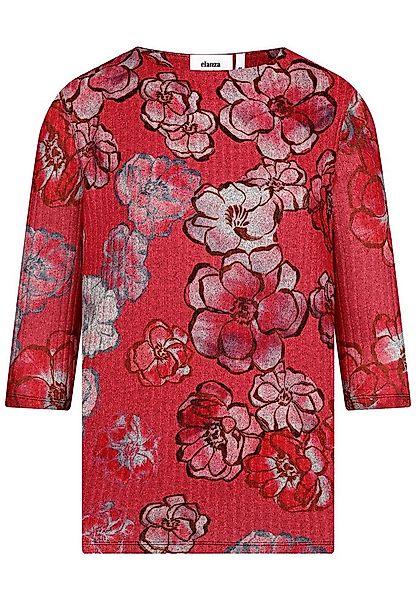 elanza T-Shirt Feinstrick-Shirt mit Blüten-Print in Rot (1-tlg) günstig online kaufen