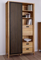 FORTE Highboard "Jytana" Höhe 200,3 cm, Schiebetüre mit Lamellenoptik, Mauv günstig online kaufen