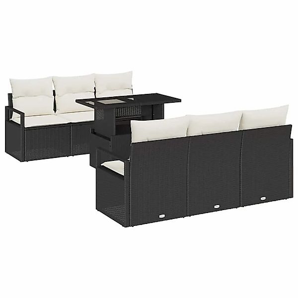 vidaXL Gartensofa-set mit Speicher 7-Tlg Schwarz und Creme Poly-Rattan 3348 günstig online kaufen