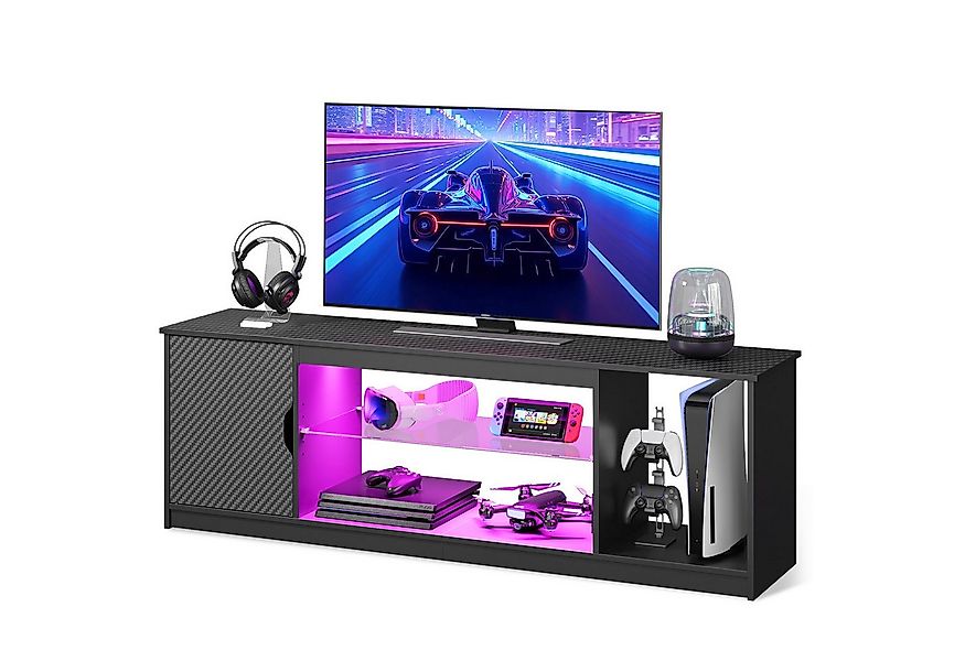 Bestier TV-Schrank Lowboard für 65 Zoll & kleinere TVs, 144.8 x 35 x 52 cm, günstig online kaufen