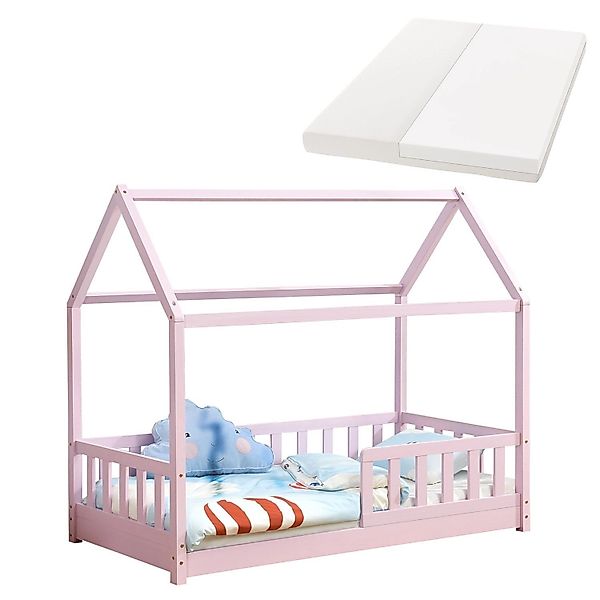 Juskys Kinderbett Marli 80 x 160 cm mit Matratze Rosa günstig online kaufen
