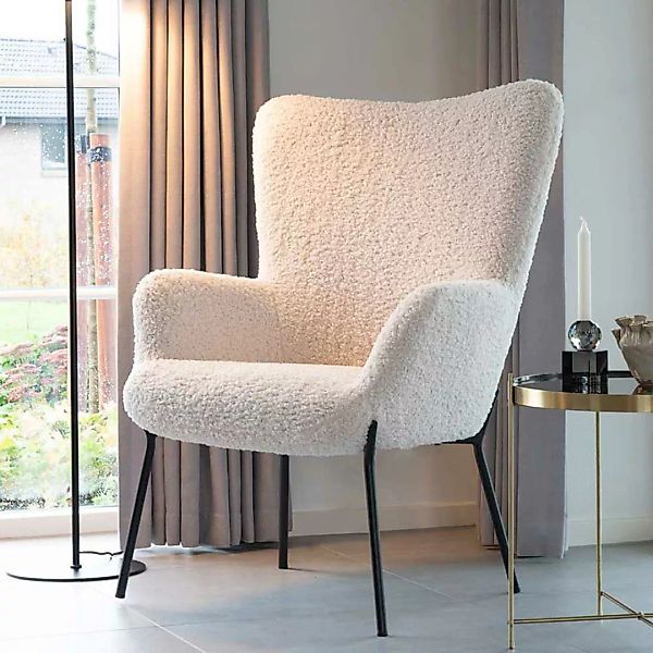 Wohnzimmer Sessel in Weiß Webplüsch günstig online kaufen