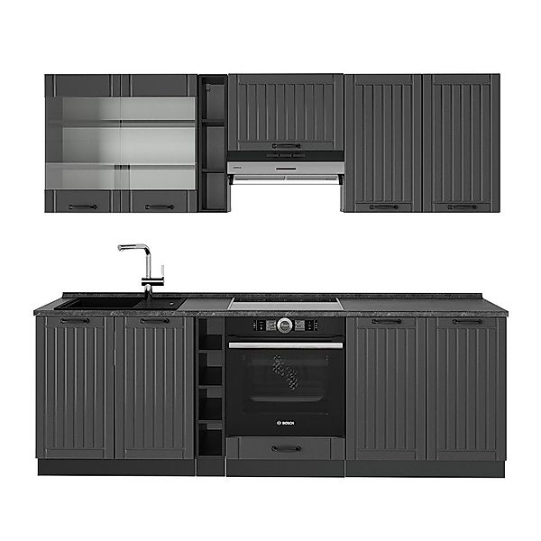Vicco Küchenzeile Fame-Line, Dunkelgrau/Anthrazit, 235 cm günstig online kaufen