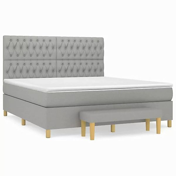 vidaXL Boxspringbett Boxspringbett mit Matratze Hellgrau 180x200 cm Stoff B günstig online kaufen