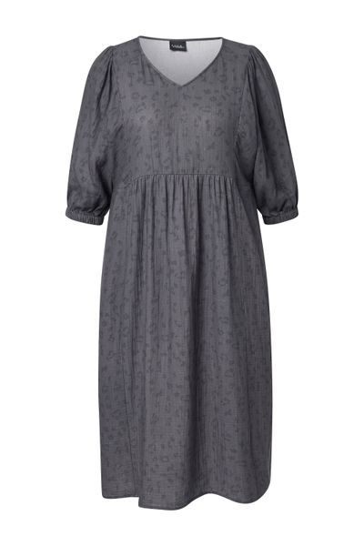 Ulla Popken Jerseykleid Musselin-Midikleid A-Linie V-Ausschnitt günstig online kaufen