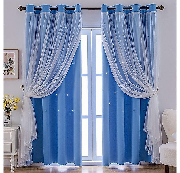 FOUORTUNATE-BEE Gardine Vorhänge Blickdicht Kinderzimmer Halbtransparent (2 günstig online kaufen