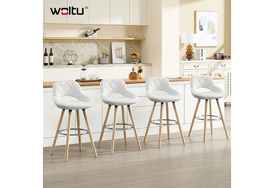 Woltu Polsterhocker (2 St), Barstuhl Tresenhocker mit Lehne und Fußstütze w günstig online kaufen