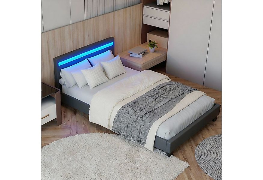 Juskys Polsterbett Paris, 120x200 cm, Webstoff, hohes Kopfteil, robustes Be günstig online kaufen