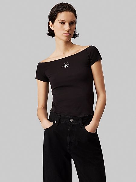 Calvin Klein Jeans Shirttop MONOLOGO SLIM BARDOT TOP mit Logodruck günstig online kaufen