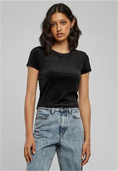 URBAN CLASSICS Rundhalsshirt Ladies Short Velvet Tee Damen T-Shirt günstig online kaufen