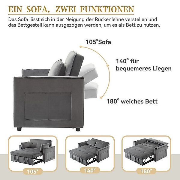 Merax Schlafsofa, mit 3-in-1 Bettfunktion,Loungesessel mit Schlaffunktion,v günstig online kaufen