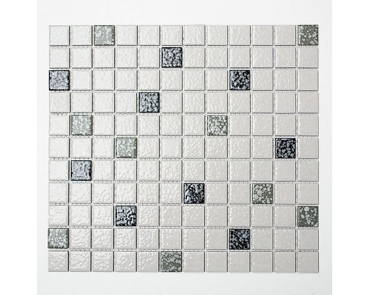 Mosani Mosaikfliesen Keramik Mosaik weiß schwarz grau struktur Mosaikfliese günstig online kaufen
