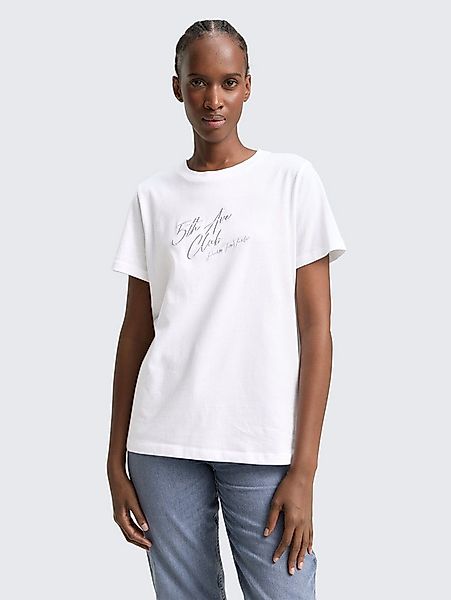 TOM TAILOR Denim T-Shirt T-Shirt Loose Fit T-Shirt mit Glitzer-Stickerei günstig online kaufen