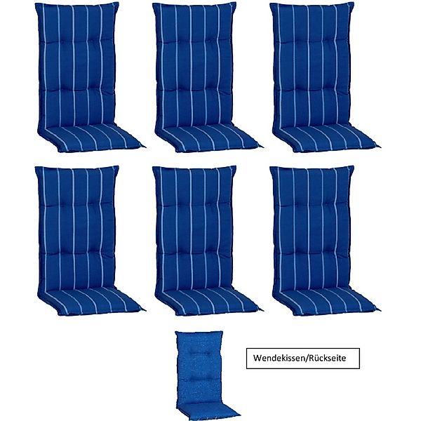 Beo Sitzauflage Hochlehner Tovarnik 6er-Set Blau-Weiß gestreift günstig online kaufen