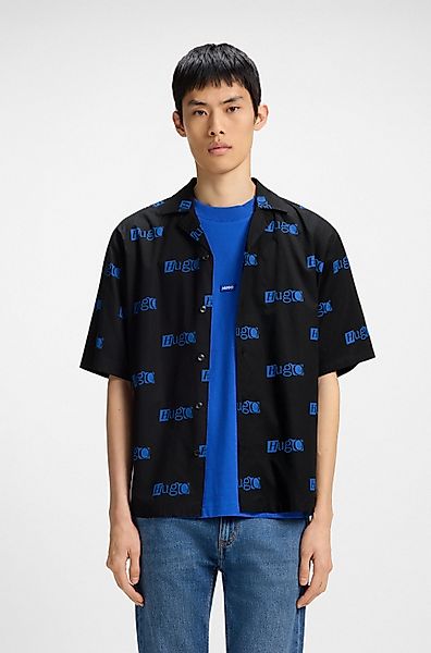 HUGO Blue Kurzarmhemd Eligino mit Hugo-Logo-Print günstig online kaufen