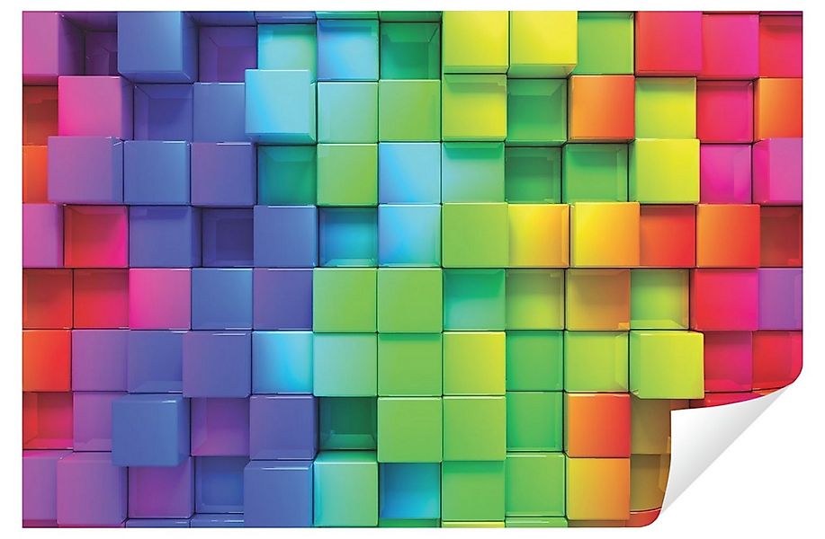 Wallarena Fototapete Kinderzimmer Jungen Mädchen Blöcke Regenbogen Vlies Ta günstig online kaufen