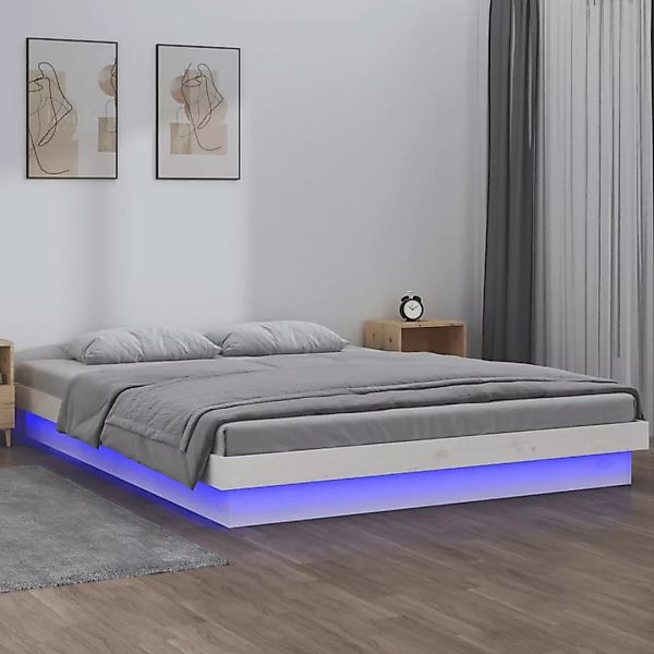 Vidaxl Massivholzbett Mit Leds Weiß 160x200 Cm günstig online kaufen