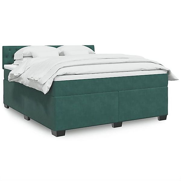 vidaXL Boxspringbett, Boxspringbett mit Matratze Dunkelgrün 180x200 cm Samt günstig online kaufen