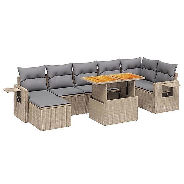 vidaXL 8-tlg Garten-Sofagarnitur mit Kissen Beige Poly Rattan Modell 299 günstig online kaufen