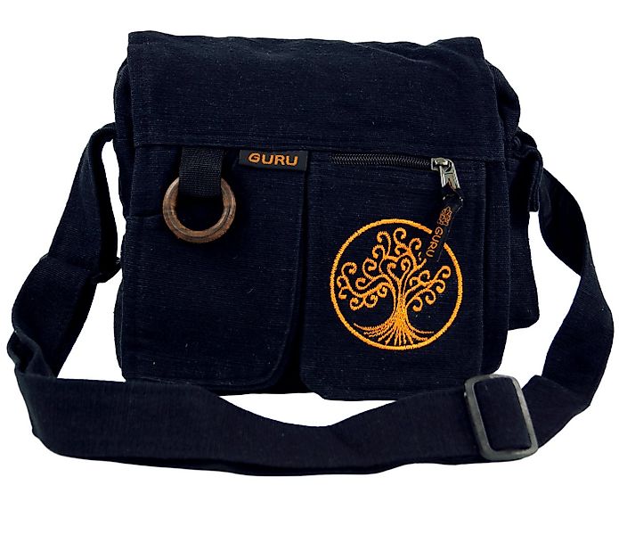 Guru-Shop Schultertasche Ethno Schultertasche `Tree of life` - schwarz günstig online kaufen