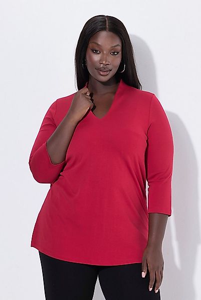 Ulla Popken T-Shirt Shirt A-Linie Kelchkragen 3/4-Arm Pima Cotton günstig online kaufen