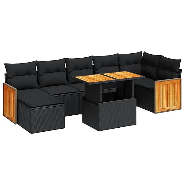 vidaXL 8-Tlg Garten-Sofagarnitur mit Kissen Schwarz Poly Rattan 3327737 günstig online kaufen