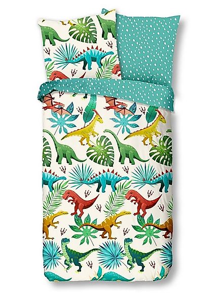 good morning Bettwäsche Baumwolle, Renforcé, 2 teilig, Dinos, bunt, Pflanze günstig online kaufen