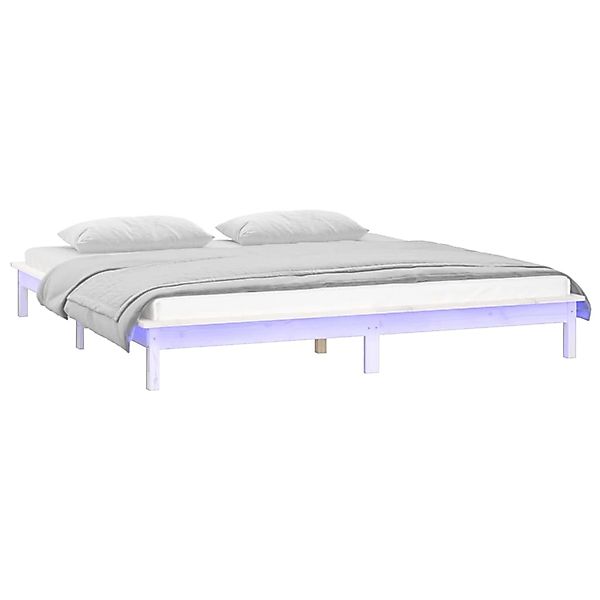 vidaXL Massivholzbett mit LEDs Weiß 120x190 cm 820642 günstig online kaufen