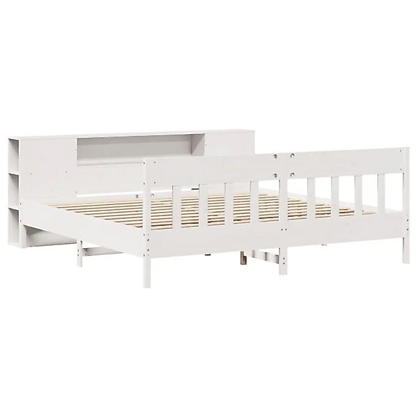 vidaXL Massivholzbett mit Regal ohne Matratze Weiß 200x200 cm Kiefer 332317 günstig online kaufen