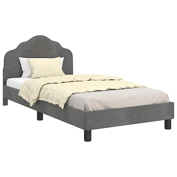 vidaXL Kinderbettgestell mit Kopfteil Dunkelgrau 90 x 190 cm Samt 42010951 günstig online kaufen