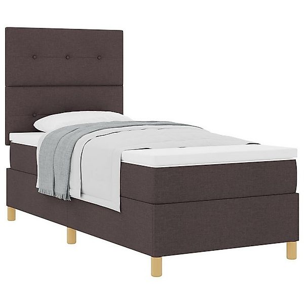 vidaXL Bett Boxspringbett mit Matratze Dunkelbraun 90x200 cm Stoff (1-tlg) günstig online kaufen