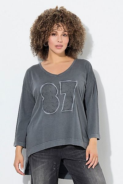 Ulla Popken Longshirt Shirt Oversized V-Ausschnitt 3/4-Arm hinten länger günstig online kaufen